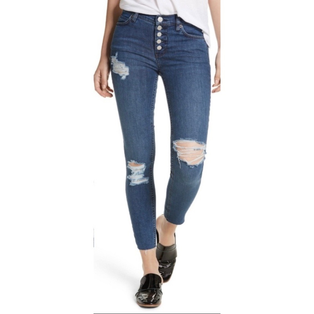 Free People Raw Hem Button Fly Jeans